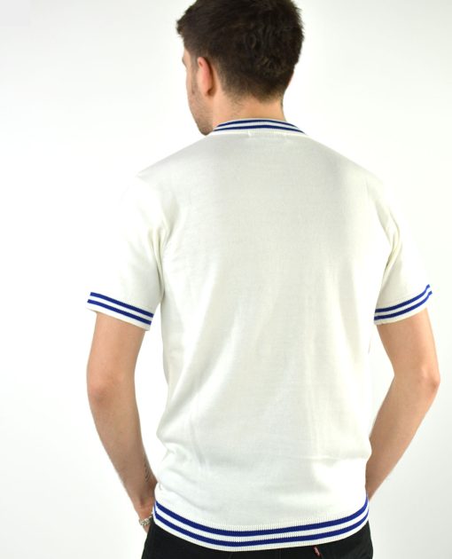 The Carl- Ivory White & True Blue Stripe Crew Neck by 66 Clothing