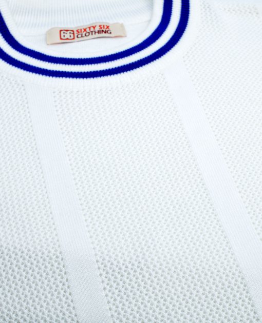 The Carl- Ivory White & True Blue Stripe Crew Neck by 66 Clothing