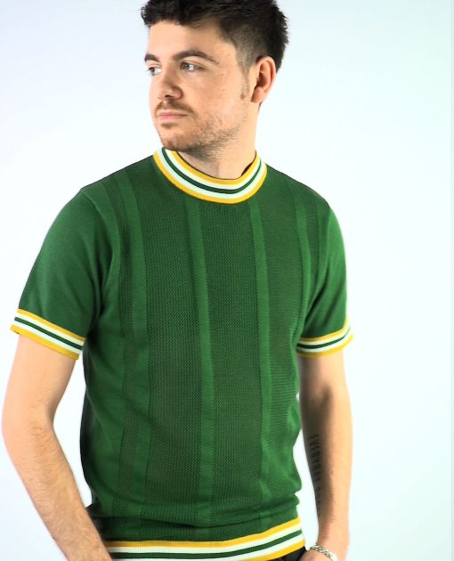 The Carl-  Green with Golden Sun & White Trim Crew Neck by 66 Clothing