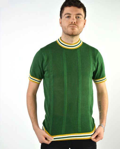 The Carl-  Green with Golden Sun & White Trim Crew Neck by 66 Clothing