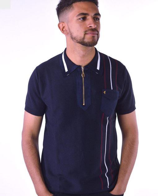 Gabicci Vintage - Robyn Short Sleeve Navy - Knitted Polo - 50th Anniversary Special