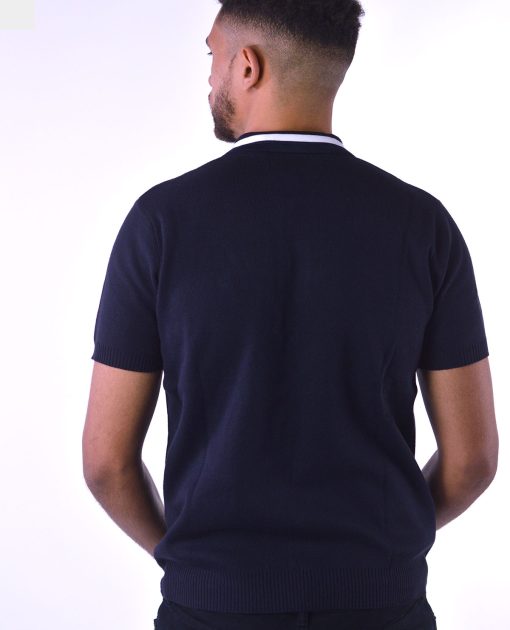 Gabicci Vintage - Robyn Short Sleeve Navy - Knitted Polo - 50th Anniversary Special