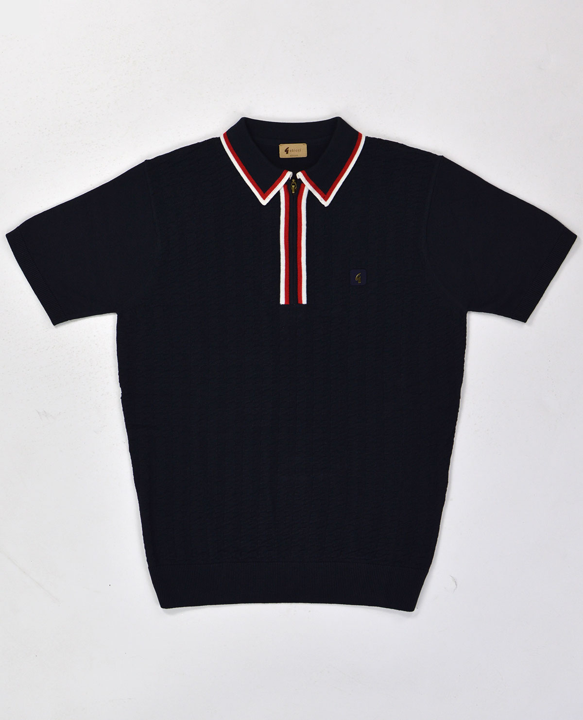 Gabicci Vintage – Garner Zip Short Sleeve Navy – Knitted Polo – 50th ...