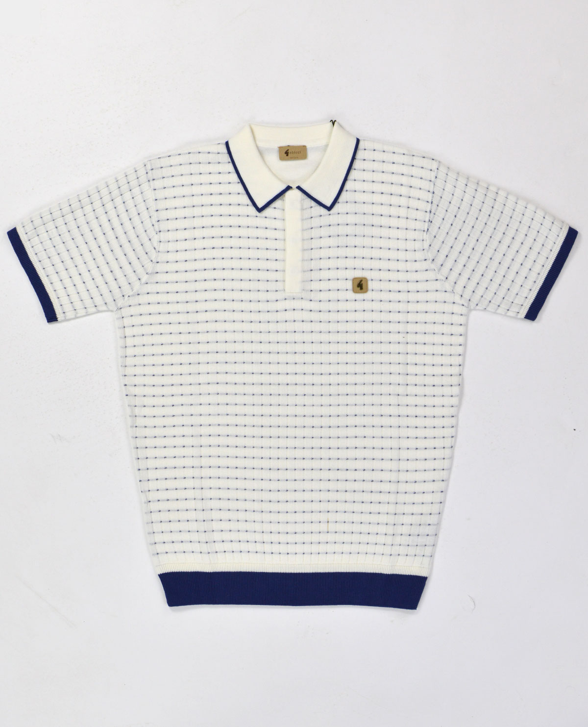 Gabicci Jura White – Short Sleeve Knitted Polo – Mod Shoes