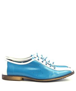 Aqua Blue and White Bowling Shoes - The Strike - Mod Style