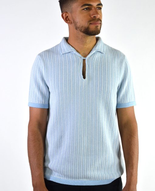 The Connery In Loose Knit Sky Blue - by 66 Clothing