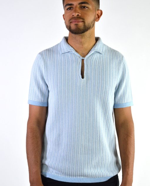 The Connery In Loose Knit Sky Blue - by 66 Clothing