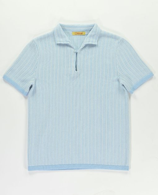 The Connery In Loose Knit Sky Blue - by 66 Clothing