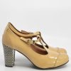 The Dusty in Cafe Au Lait Patent - Ladies Retro Shoe by Mod Shoes