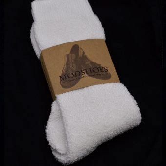 White Terry Towelling Socks UK Made - Mod Ska 80s Skinhead Style Image