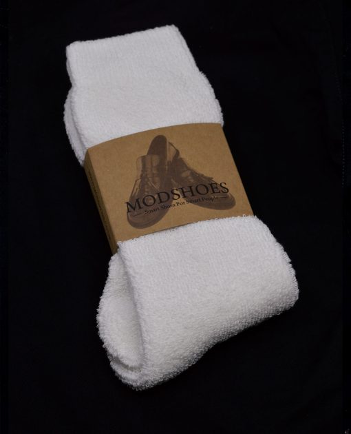White Terry Towelling Socks UK Made - Mod Ska 80s Skinhead Style