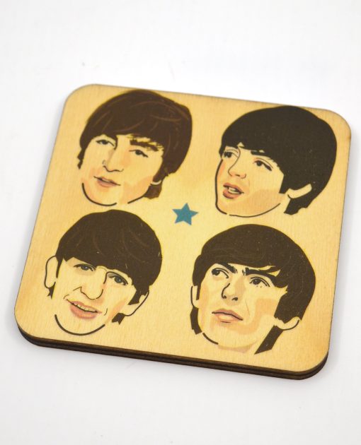 Beatles Fab Four Wooden Coaster - UK Made
