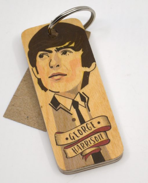 George Harrison - Beatles Wooden Key Ring - UK Made