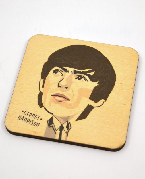 George Harrison Beatles Wooden Coaster - UK Made