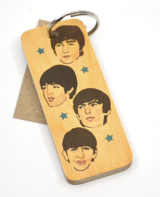 Beatles Fab Four Wooden Key Ring - UK Made