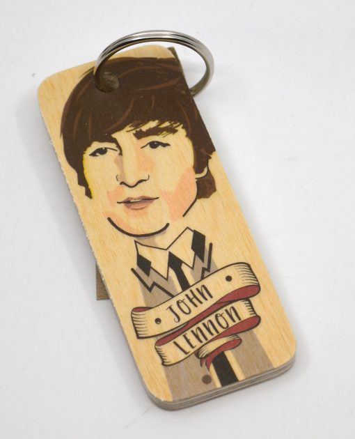 John Lennon - Beatles Wooden Key Ring - UK Made