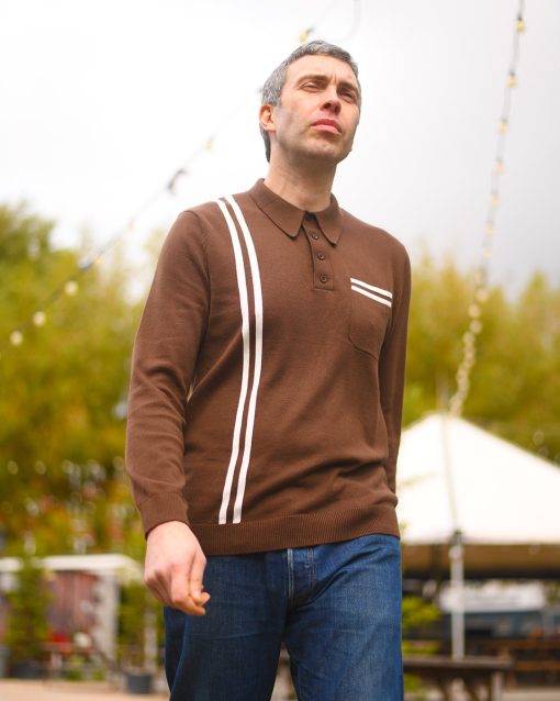 The 'Dave Quad' In Cocoa & Cream Stripe - Dave From Quadrophenia Inspired Top - by 66 Clothing