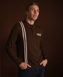 The 'Dave Quad' In Cocoa & Cream Stripe - Dave From Quadrophenia Inspired Top - by 66 Clothing