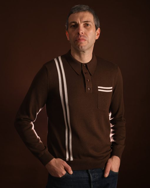 The 'Dave Quad' In Cocoa & Cream Stripe - Dave From Quadrophenia Inspired Top - by 66 Clothing