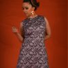 The 'Lucy' Dress in Black and White Paisley - UK Made 60's Style Women's Mod Dress