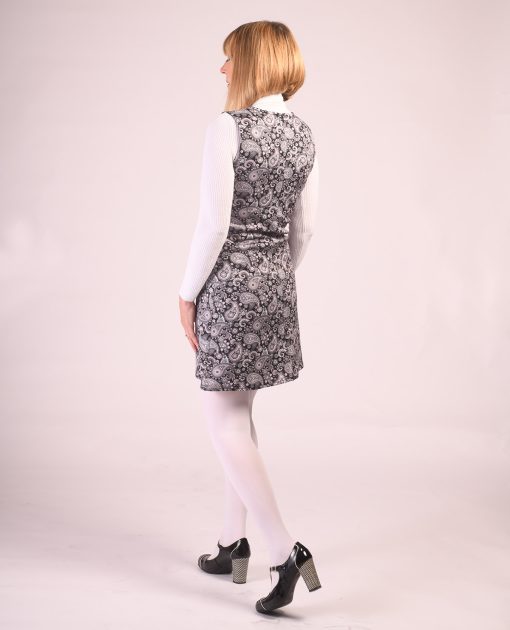 The 'Lucy' Dress in Black and White Paisley - UK Made 60's Style Women's Mod Dress
