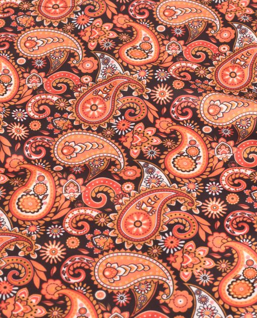 The 'Lucy' Dress in Tangerine Paisley - UK Made 60's Style Women's Mod Dress