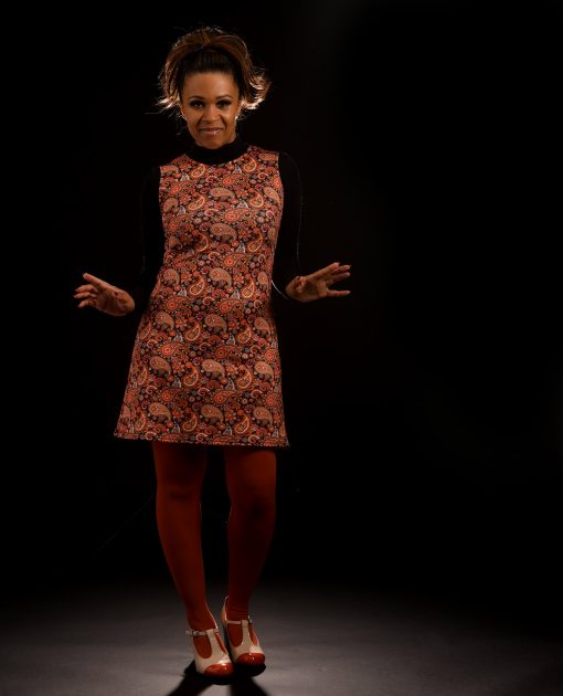 The 'Lucy' Dress in Tangerine Paisley - UK Made 60's Style Women's Mod Dress