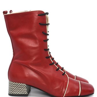 The Gina In Soft Cherry Leather - Vintage Style Women's Boots Image