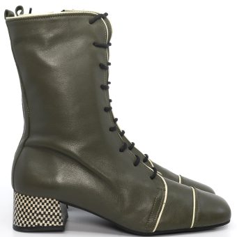 The Gina In Soft Khaki Leather - Vintage Style Women's Boots Image