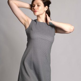 The 'Lucy' Dress in Black White Check - UK Made 60's Style Mod Dress Image