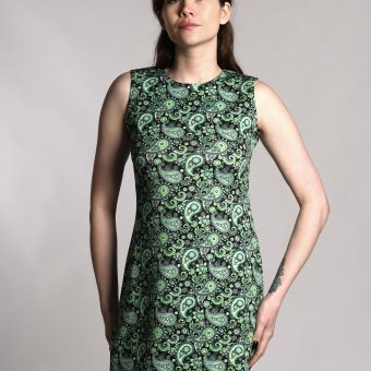 The 'Lucy' Dress in Green Paisley - UK Made 60's Style Mod Dress Image