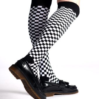 Knee High Socks Checkerboard -  vintage retro 60's - 70's style Image