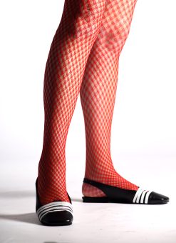 Double Fishnet Tights Red vintage retro 60 s 70 s style Mod Shoes