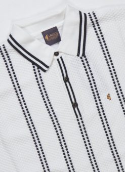 Gabicci Knitted Polo In Spray With Contrast Dotted Stripe - Short Sleeve Polo