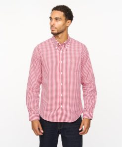 Gabicci Frazier Gingham Button Down Long Sleeve Shirt In Cherry