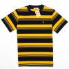 The Downing Navy & Sunset Yellow - 60s Surf Inspired Stripe 300g T-shirt By 66 Clothing