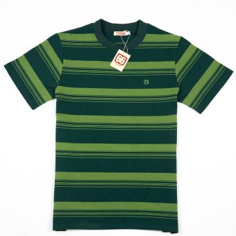 The Downing 2 Shades Of Green - 60s Surf Inspired Stripe 300g T-shirt By 66 Clothing Image
