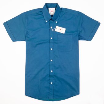 Blue Two Tone Tonic Short Sleeve Button Down Shirt - Relco