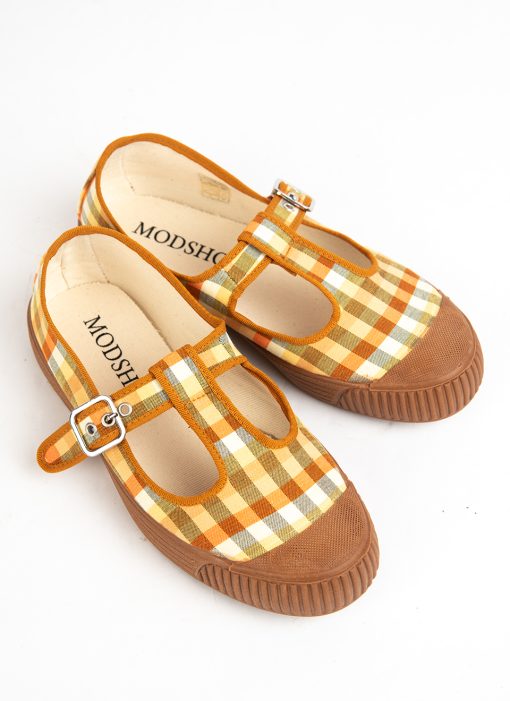 modshoes-Rosa-womens-summer-shoes-orange-colour-check-with-rubber-soles-02