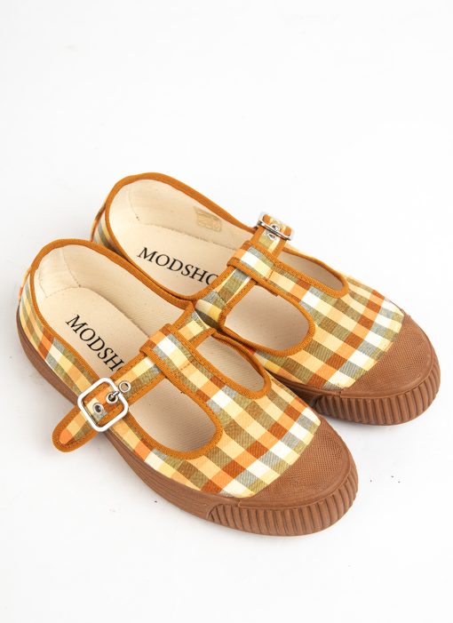 modshoes-Rosa-womens-summer-shoes-orange-colour-check-with-rubber-soles-03