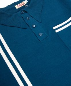 The 'Dave Quad' In Petrol Blue & Cream Stripe - Dave From Quadrophenia Inspired Top - by 66 Clothing