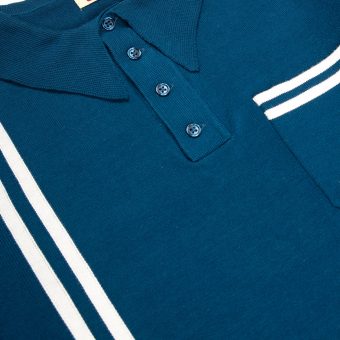 The 'Dave Quad' In Petrol Blue & Cream Stripe - Dave From Quadrophenia Inspired Top - by 66 Clothing