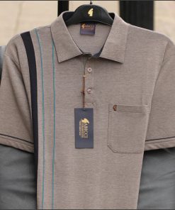 Gabicci Carlo Light Brown Blue White Stripe - Size M  - Old Stock & Ex Display