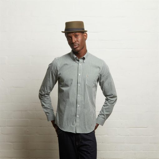 Modshoes Gabicci Frazier Ivy Button Down Gingham Mod Ska Skinhead Type Long Sleeve Shirt 01