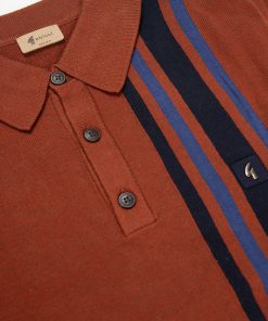 Gabicci Soda Paprika - Mod Stripe Long Sleeve Polo