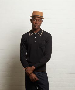 Gabicci Ned Black  -  Long Sleeve Polo