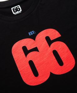 Est 66 Red Logo - Vintage Black T-shirt - AceTee by 66 Clothing