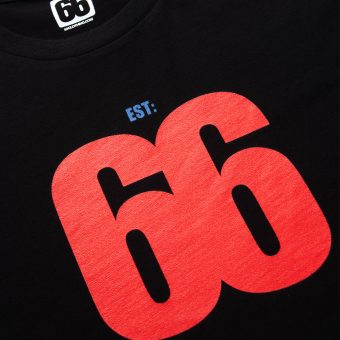 Est 66 Red Logo - Vintage Black T-shirt - AceTee by 66 Clothing