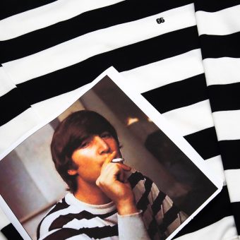 The Sutherland Black White - John Lennon 60s Inspired Stripe 330g Sweatshirt By 66 Clothing