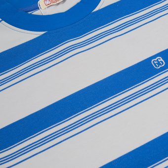 The Downing Summer Blue & Grey - 60s Surf Inspired Stripe 300g T-shirt By 66 Clothing